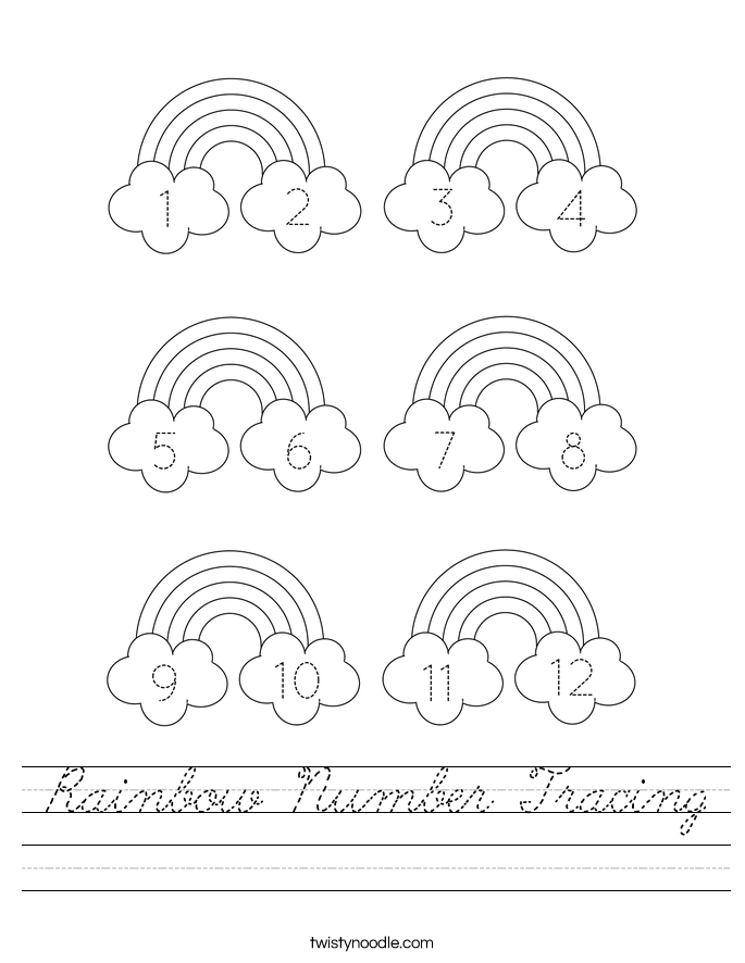 Rainbow Number Tracing Worksheet