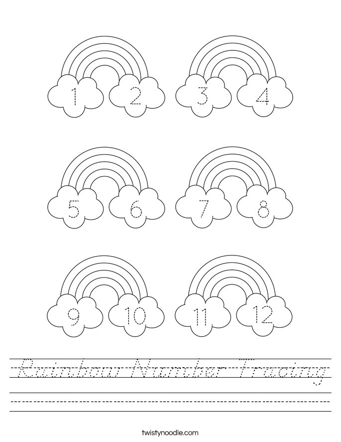 Rainbow Number Tracing Worksheet