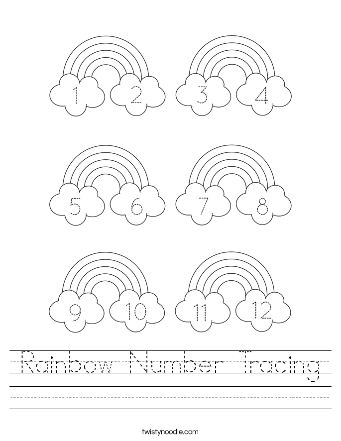 Rainbow Number Tracing Worksheet