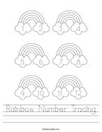 Rainbow Number Tracing Handwriting Sheet