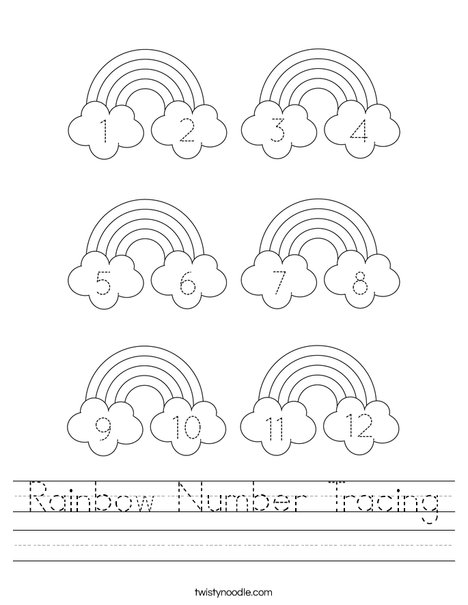 Rainbow Number Tracing Worksheet