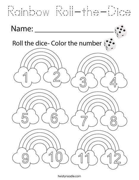 Rainbow Roll-the-Dice Coloring Page