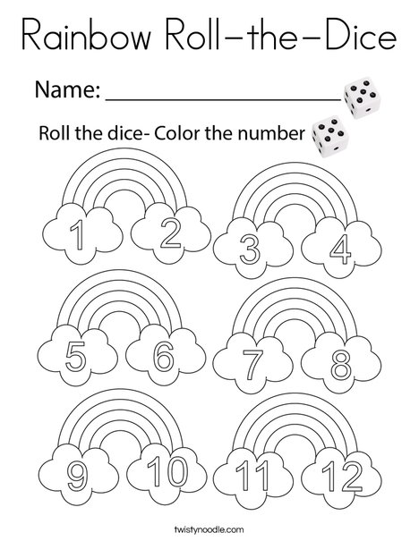 Rainbow Roll-the-Dice Coloring Page