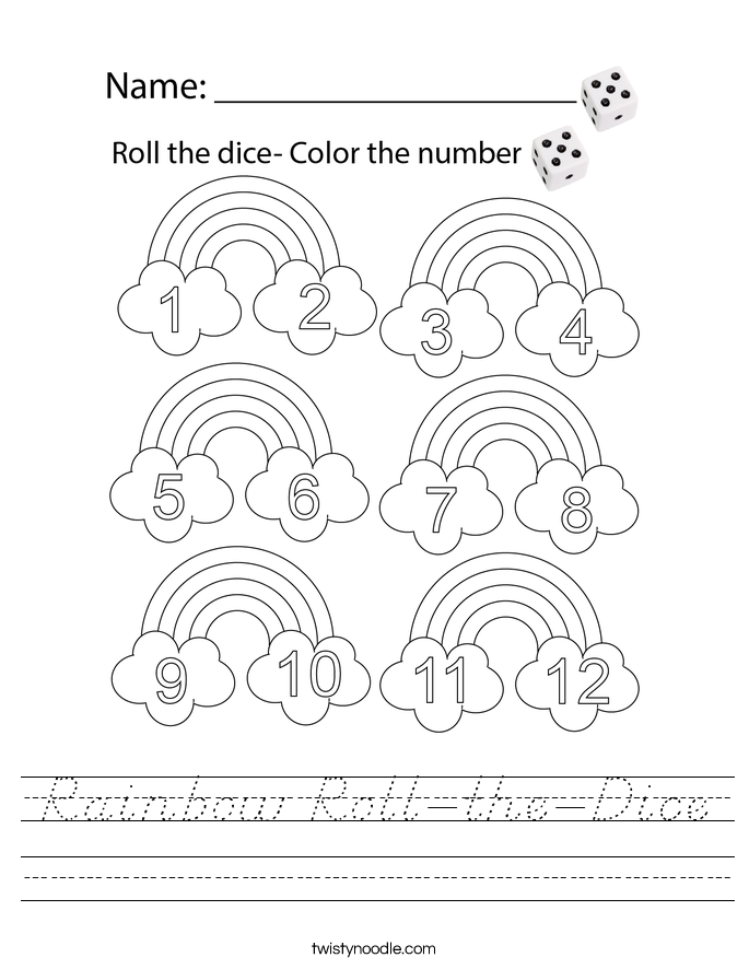 Rainbow Roll-the-Dice Worksheet