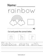 Rainbow starts with Handwriting Sheet