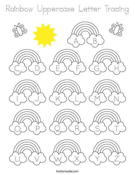 Rainbow Uppercase Letter Tracing Coloring Page