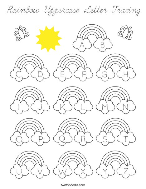 Rainbow Uppercase Letter Tracing Coloring Page