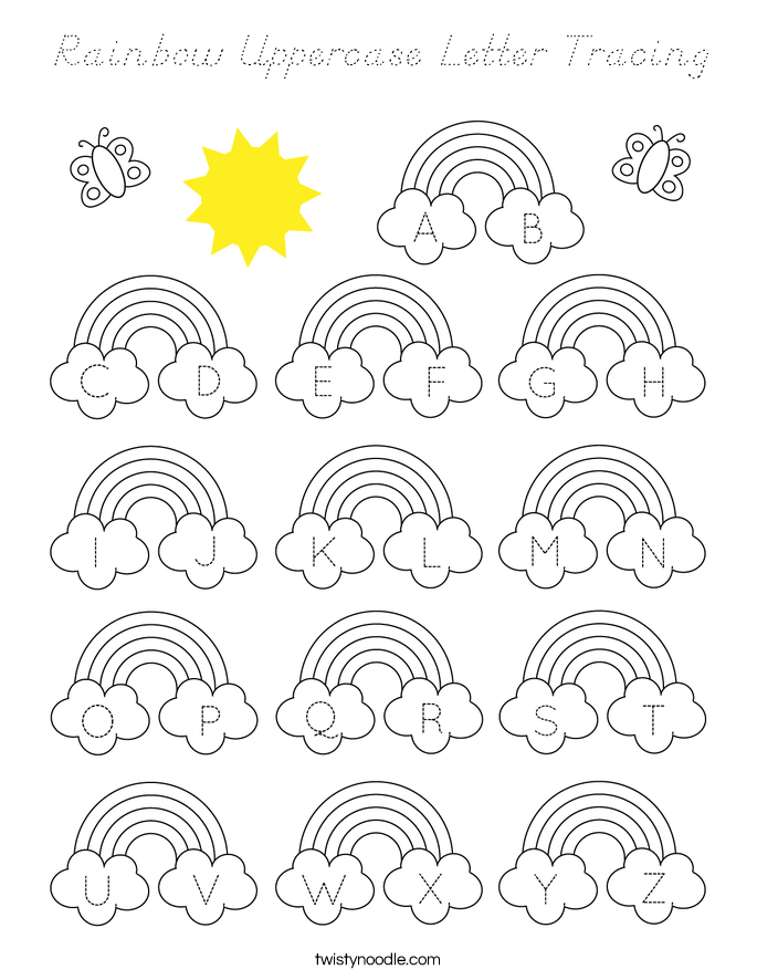 Rainbow Uppercase Letter Tracing Coloring Page