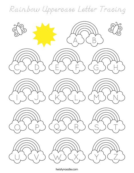 Rainbow Uppercase Letter Tracing Coloring Page