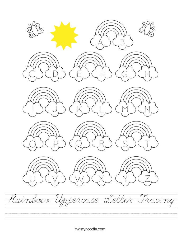 Rainbow Uppercase Letter Tracing Worksheet