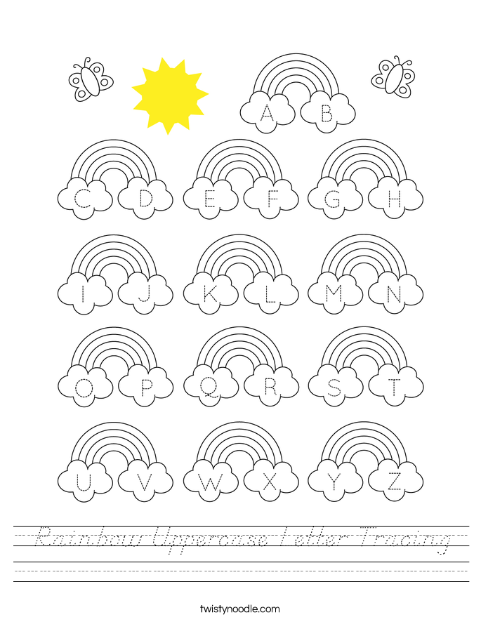 Rainbow Uppercase Letter Tracing Worksheet