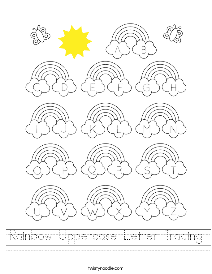 Rainbow Uppercase Letter Tracing Worksheet