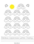 Rainbow Uppercase Letter Tracing Handwriting Sheet