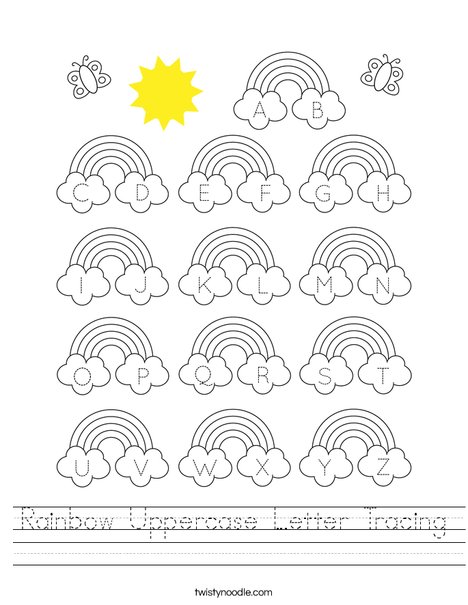 Rainbow Uppercase Letter Tracing Worksheet