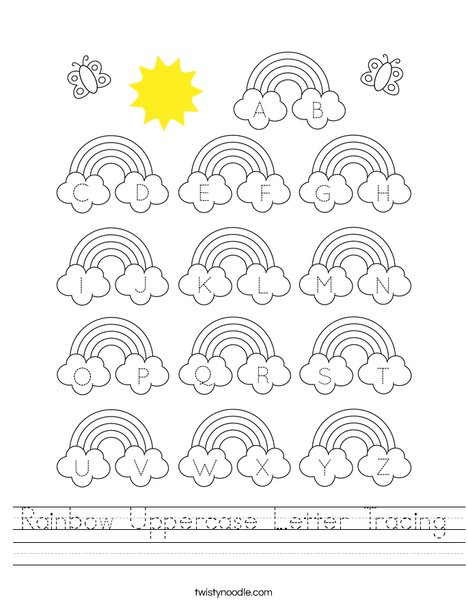 Rainbow Uppercase Letter Tracing Worksheet