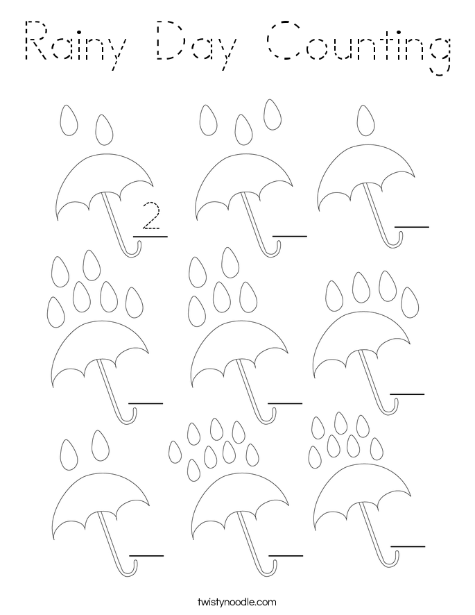 Rainy Day Counting Coloring Page