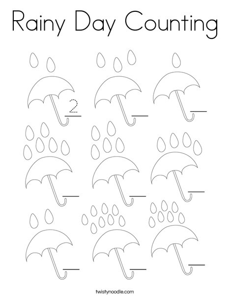 Rainy Day Counting Coloring Page