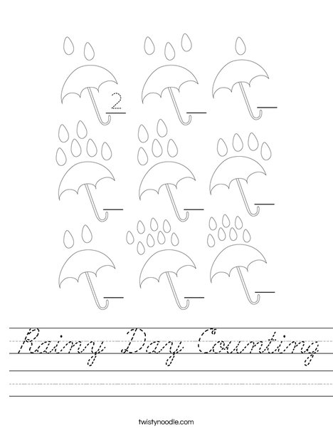 Rainy Day Counting Worksheet