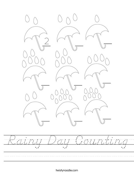 Rainy Day Counting Worksheet