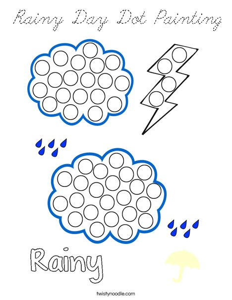 Rainy Day Dot Painting Coloring Page