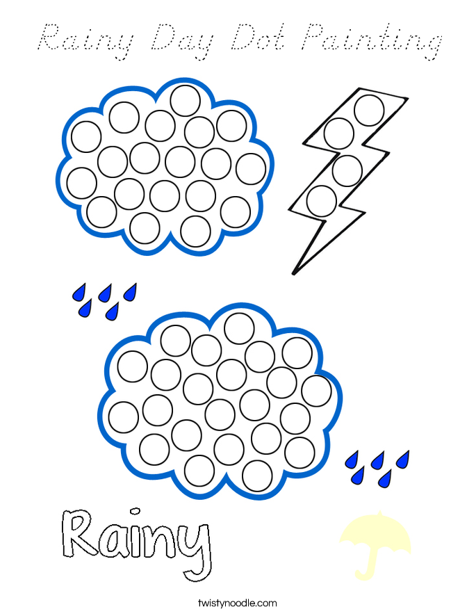 Rainy Day Dot Painting Coloring Page