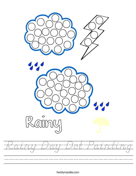 Rainy Day Dot Painting Worksheet