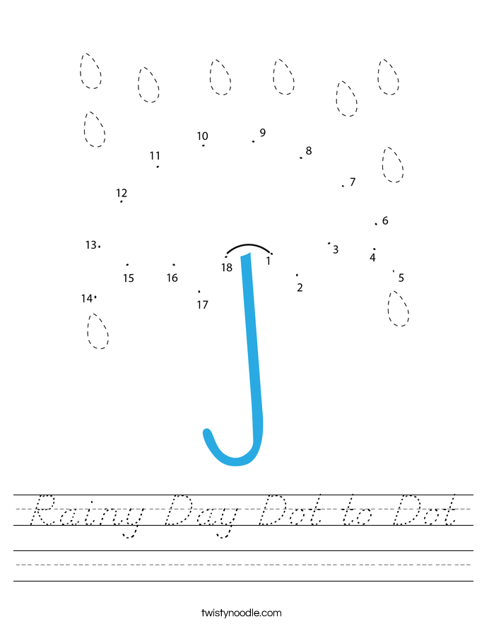 Rainy Day Dot to Dot Worksheet