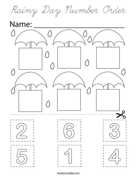Rainy Day Number Order Coloring Page