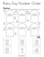 Rainy Day Number Order Coloring Page