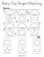 Rainy Day Shape Matching Coloring Page