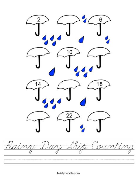 Rainy Day Skip Counting Worksheet