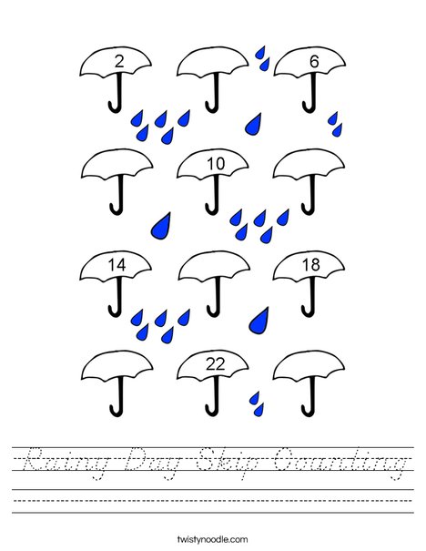 Rainy Day Skip Counting Worksheet