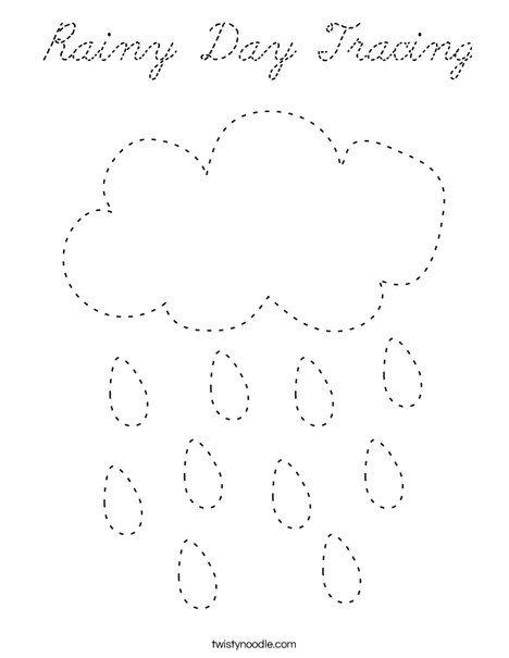 Rainy Day Tracing Coloring Page