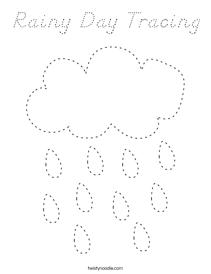 Rainy Day Tracing Coloring Page