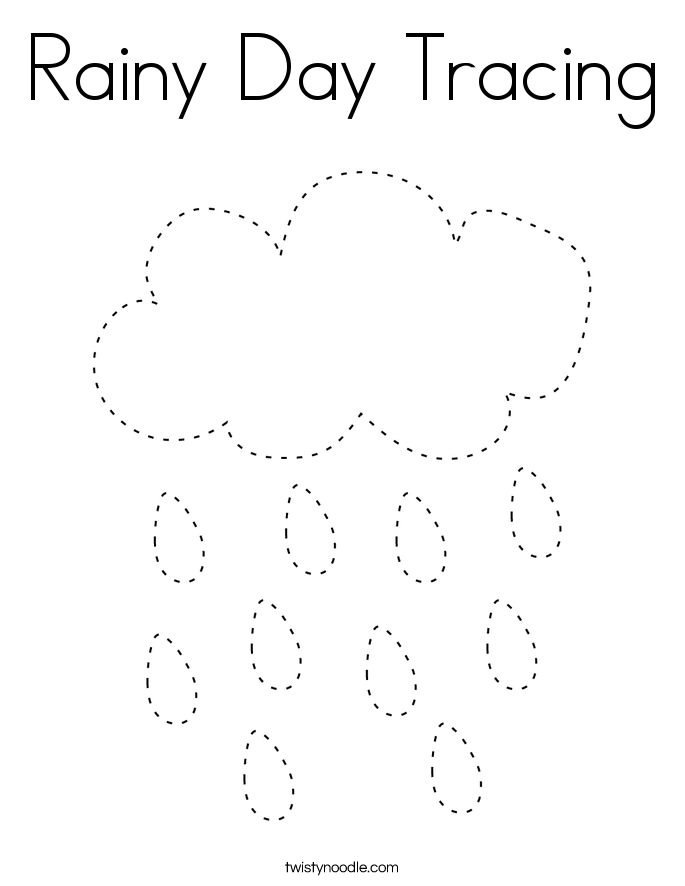 Rainy Day Tracing Coloring Page Twisty Noodle rainy-day-tracing-coloring-page-twisty-noodle