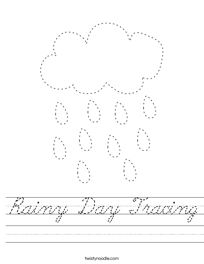 rainy day tracing worksheet cursive twisty noodle