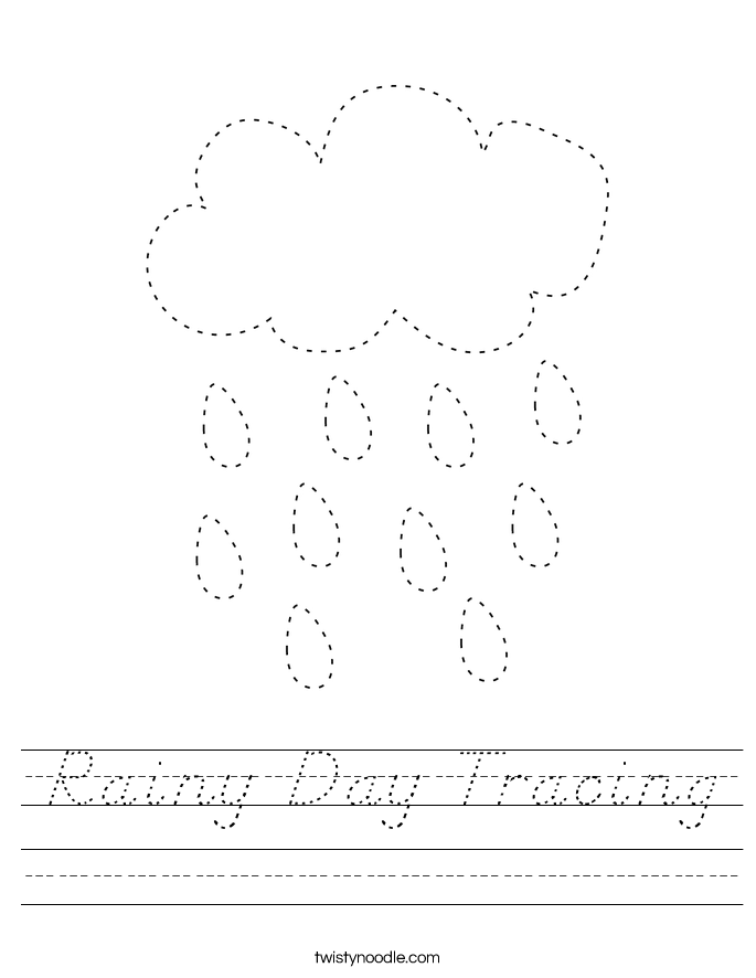 Rainy Day Tracing Worksheet