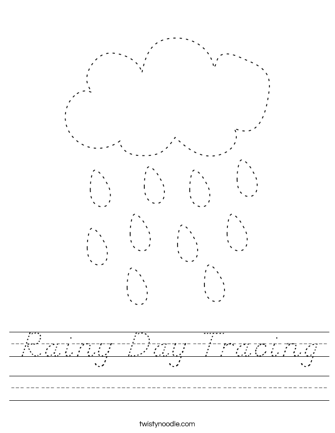 rainy day tracing worksheet dnealian twisty noodle