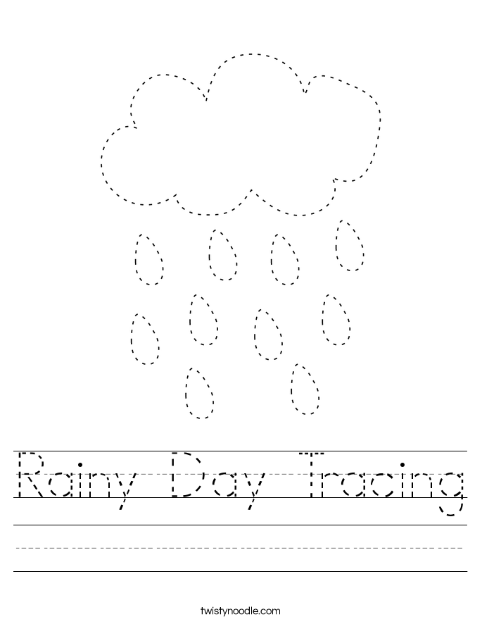 Rainy Day Tracing Worksheet