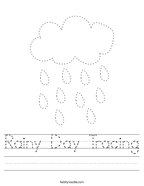 Rainy Day Tracing Handwriting Sheet
