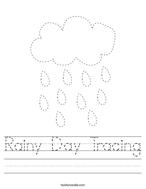 Rainy Day Tracing Worksheet