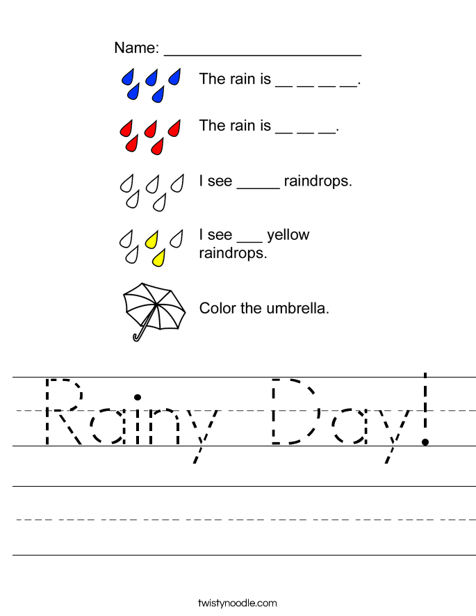 rainy day worksheet twisty noodle