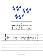 It is rainy Handwriting Sheet
