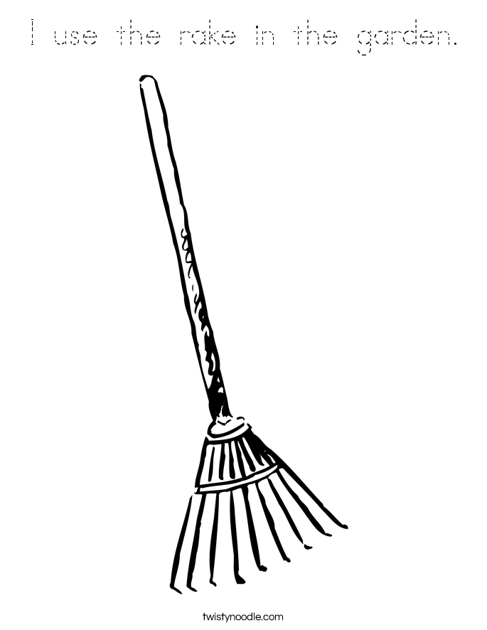 I use the rake in the garden. Coloring Page