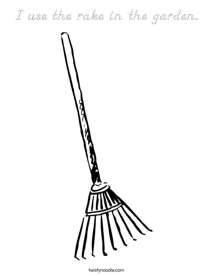 I use the rake in the garden. Coloring Page