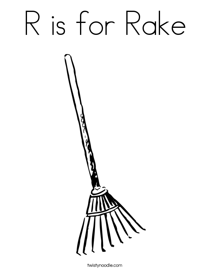 R is for Rake Coloring Page