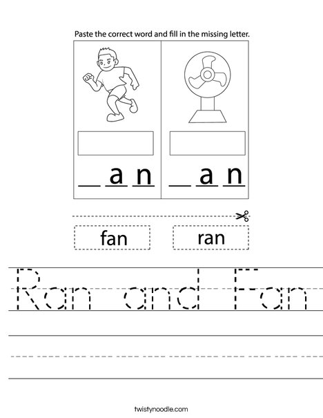 Ran and Fan Worksheet