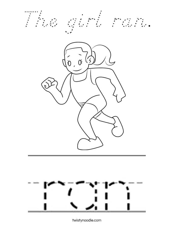 The girl ran. Coloring Page