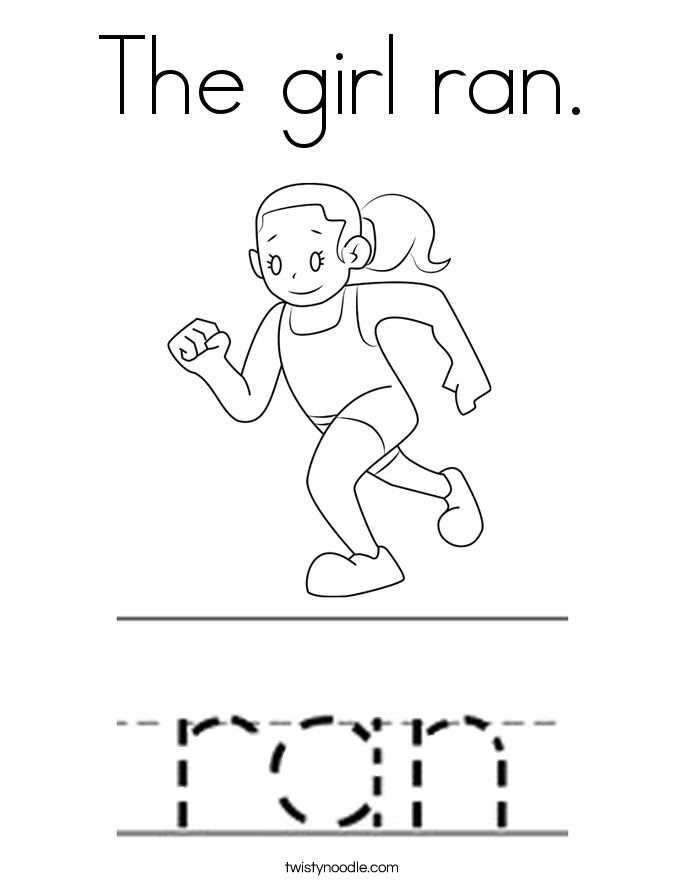The girl ran. Coloring Page