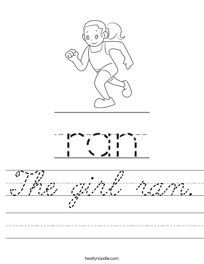 The girl ran. Worksheet